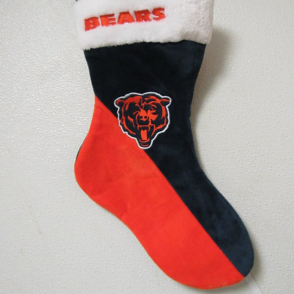 Embroidered NFL Chicago Bears on 18" Orange/Blue Basic Christmas Stocking
